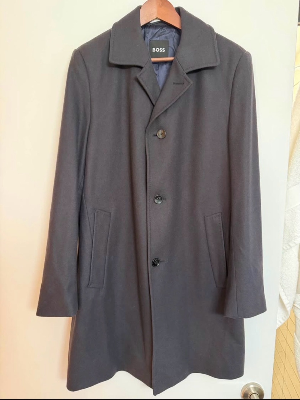 Hugo Boss Men's Black Single-Breasted Trench Coat